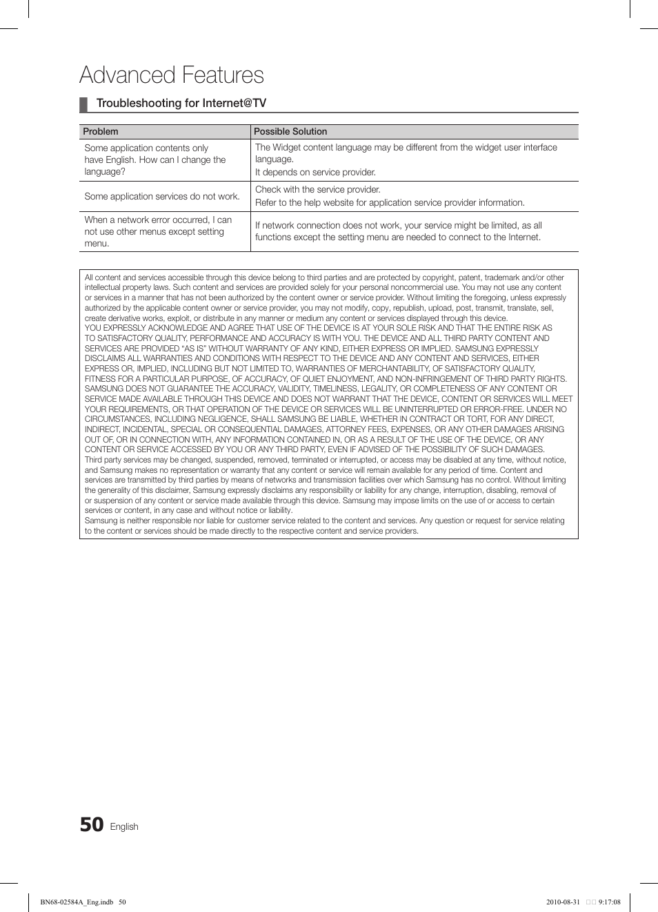 Advanced features | Samsung 750 User Manual | Page 50 / 184