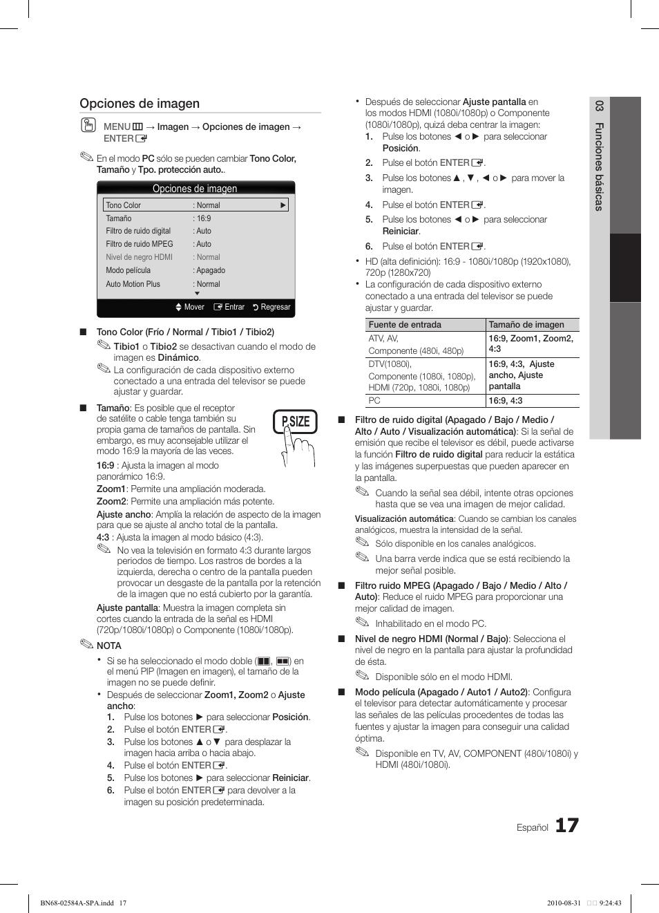 Opciones de imagen | Samsung 750 User Manual | Page 77 / 184