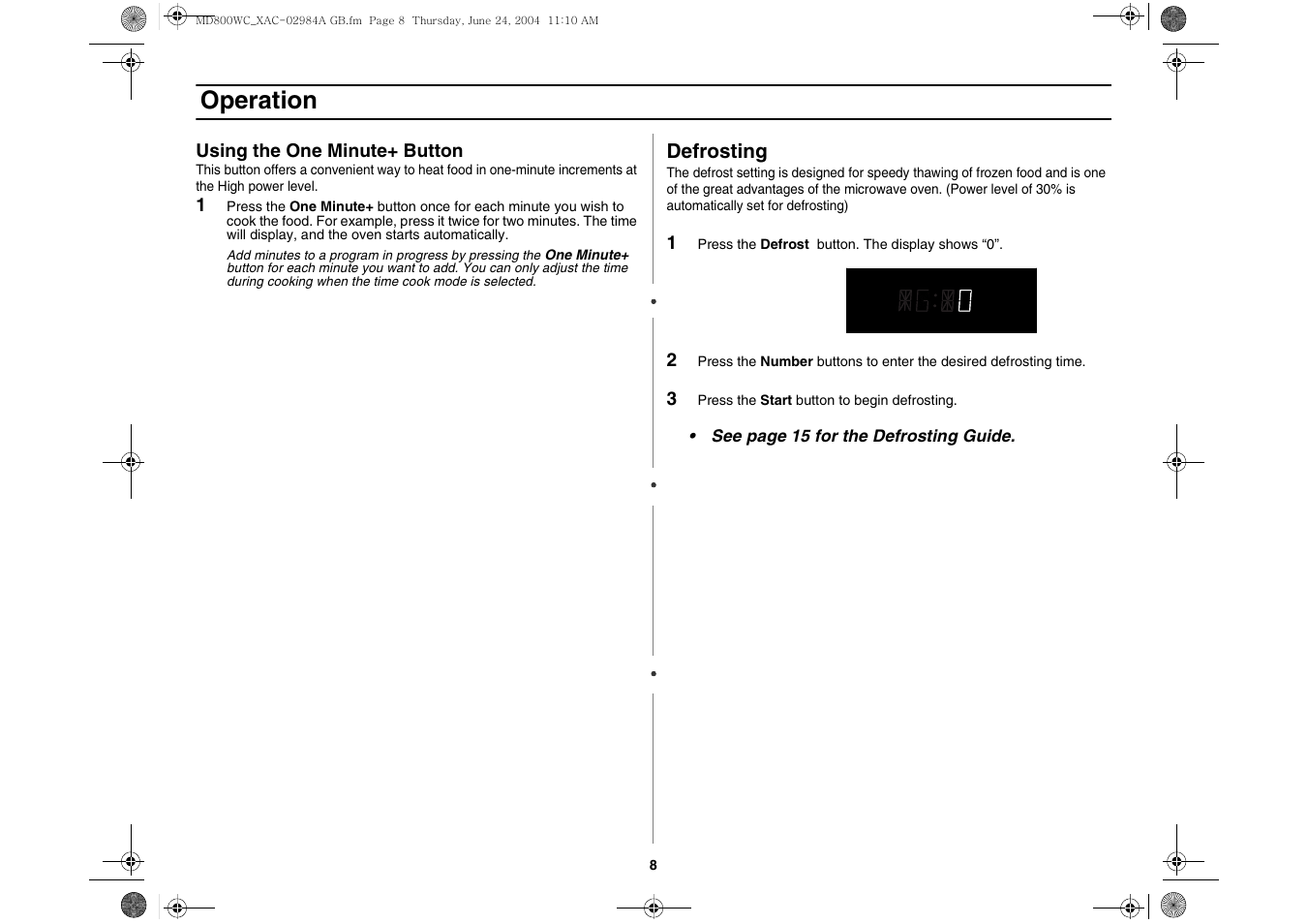 Operation | Samsung MD800 User Manual | Page 8 / 20