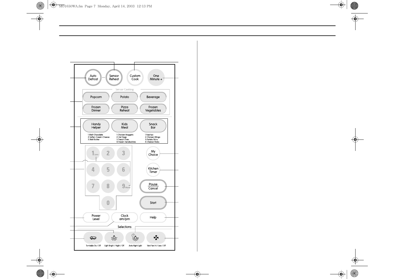 Your new microwave oven control panel buttons | Samsung MO1650WA User Manual | Page 7 / 36
