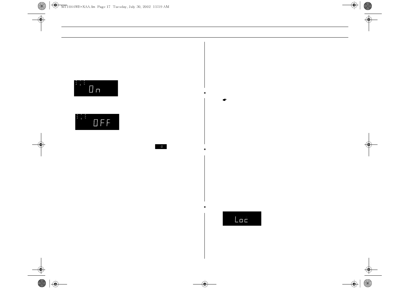 Operation | Samsung MT1044WBBB/CB User Manual | Page 17 / 36