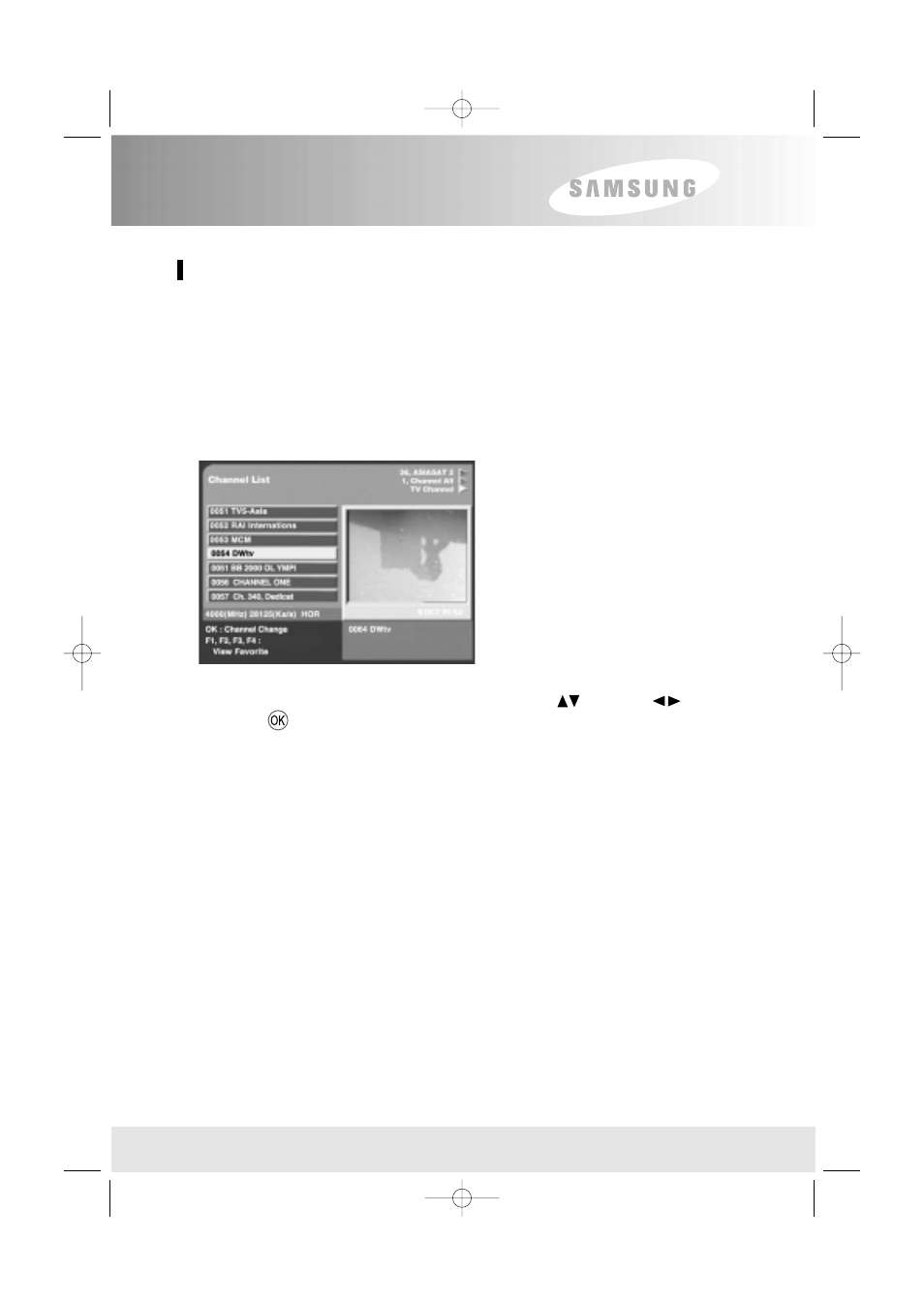 Menu operation, Channel list | Samsung SFT-503 User Manual | Page 19 / 40