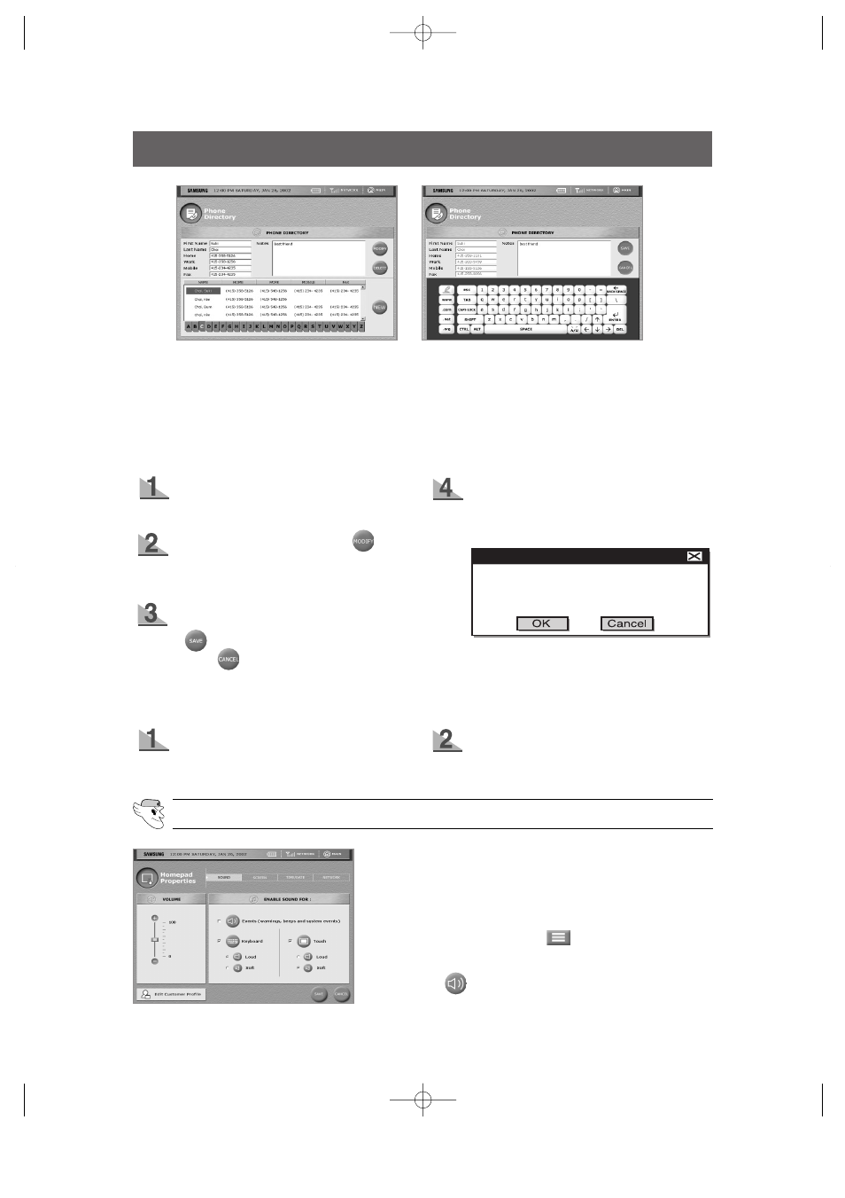 User interface, Home pad, Properties | Sound | Samsung HomePAD RH2777AT User Manual | Page 46 / 61