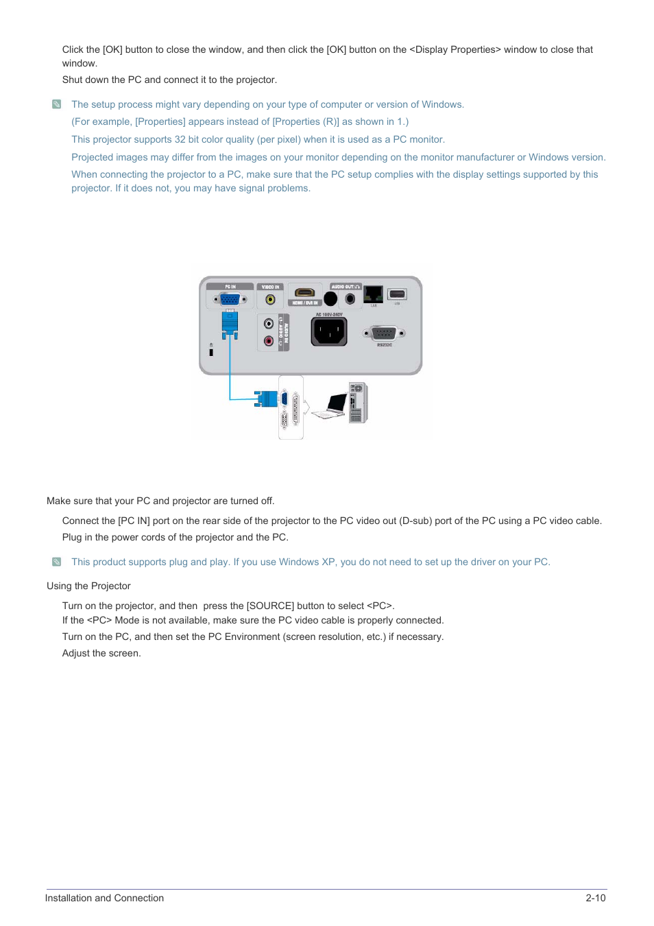 10-2. connecting with a pc | Samsung SP-M305 User Manual | Page 26 / 89