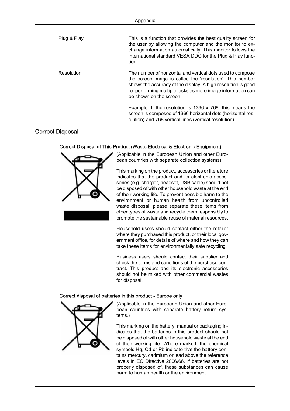 Correct disposal | Samsung 460DR-S User Manual | Page 116 / 117