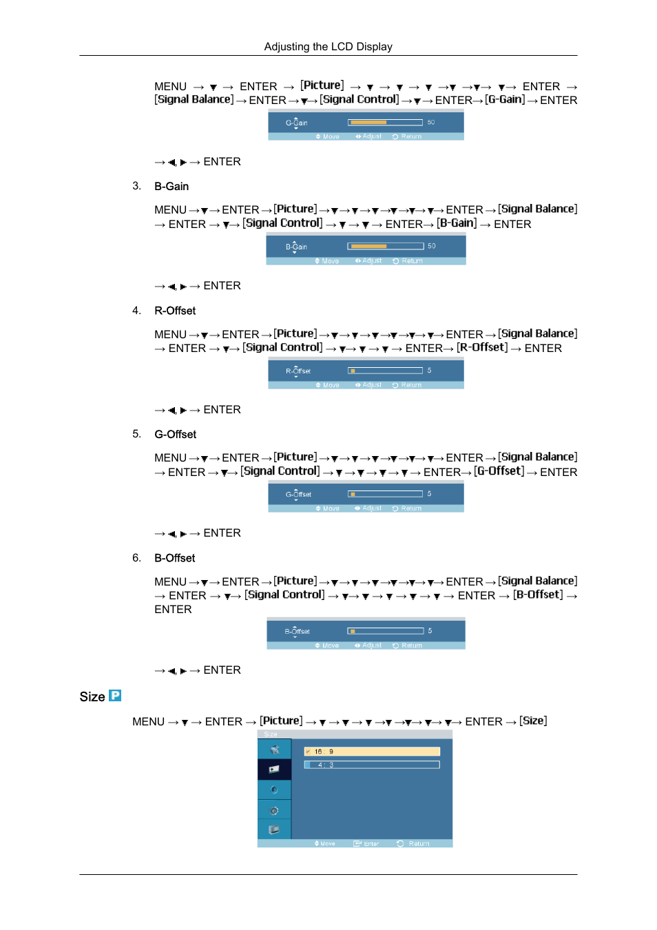 Size | Samsung 460DR-S User Manual | Page 71 / 117