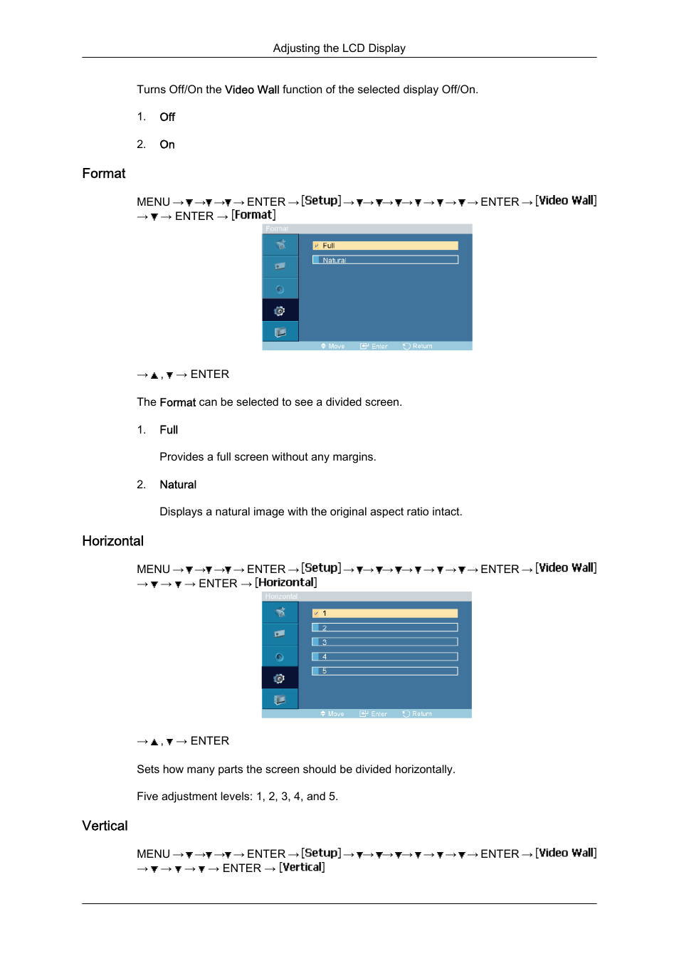 Format, Horizontal, Vertical | Samsung 460DR-S User Manual | Page 85 / 117