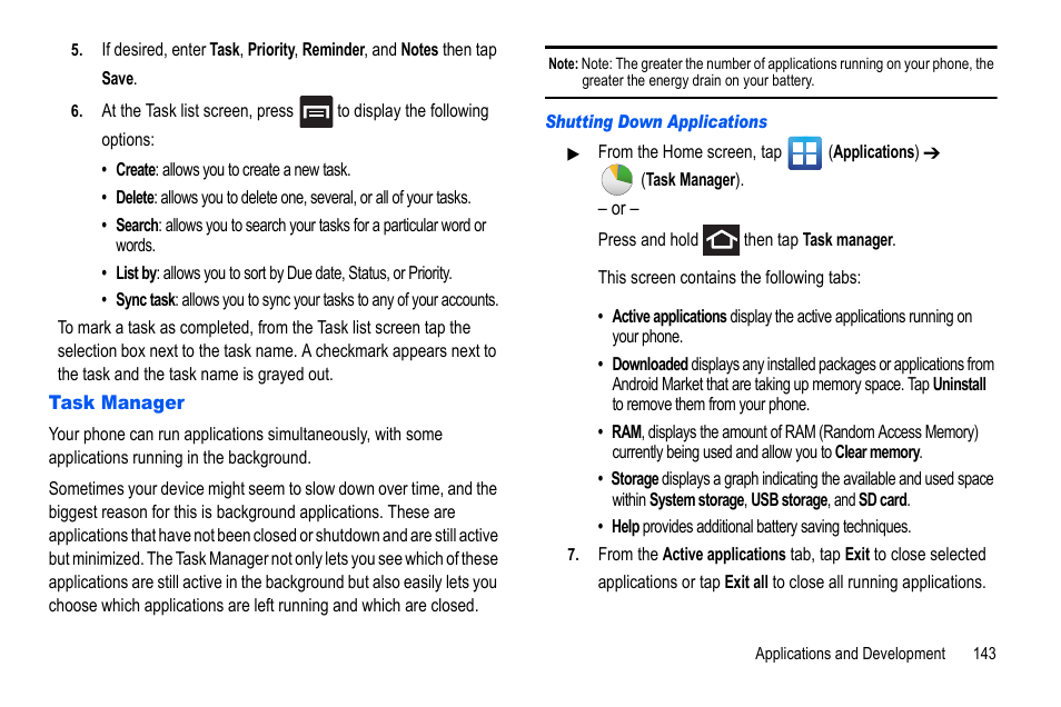 Task manager | Samsung GALAXY S SGH-T989D User Manual | Page 151 / 223