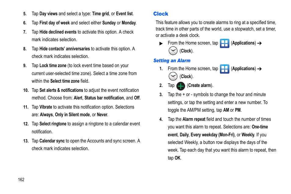 Clock | Samsung GALAXY S SGH-T989D User Manual | Page 170 / 223