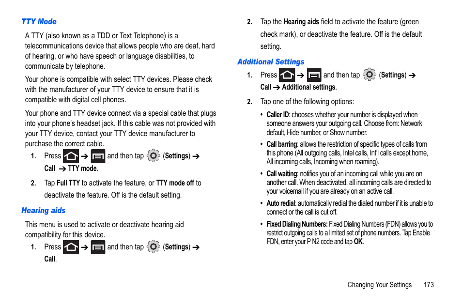 For more, For more information, refer to “hearing aids” on, Ings. for | Samsung GALAXY S SGH-T989D User Manual | Page 181 / 223