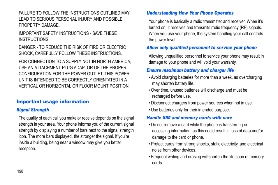 Important usage information | Samsung GALAXY S SGH-T989D User Manual | Page 206 / 223