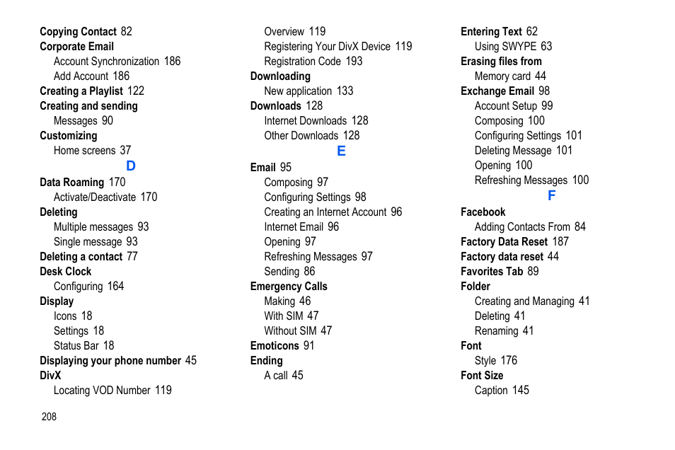 Samsung GALAXY S SGH-T989D User Manual | Page 216 / 223