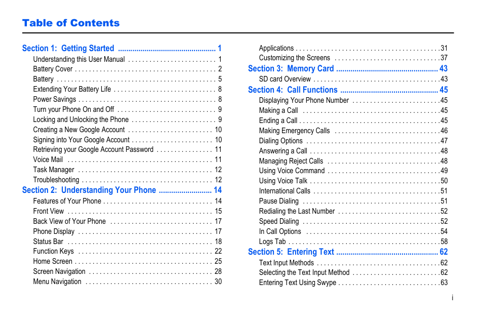 Samsung GALAXY S SGH-T989D User Manual | Page 5 / 223