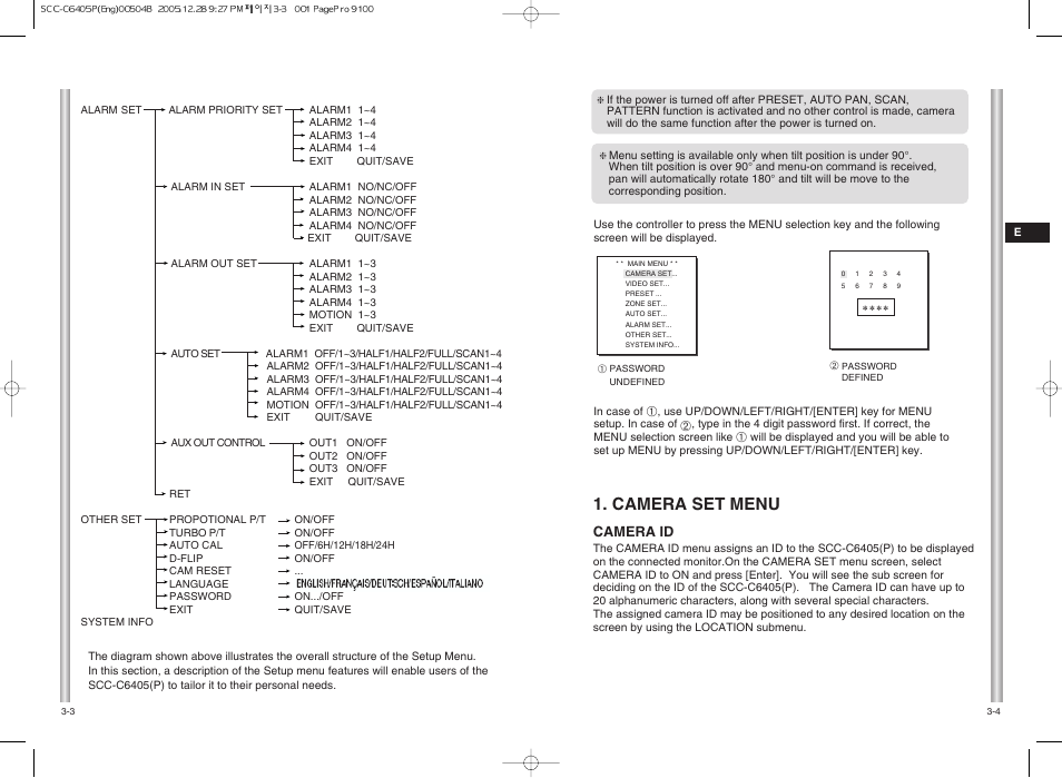 Camera set menu | Samsung SCC-C6405(P) User Manual | Page 15 / 31