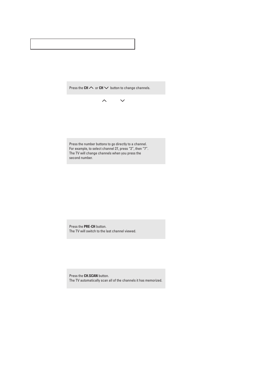 Changing channels, Using the channel buttons, Directly accessing channels | Channel scan | Samsung CL21K30MQ User Manual | Page 22 / 40