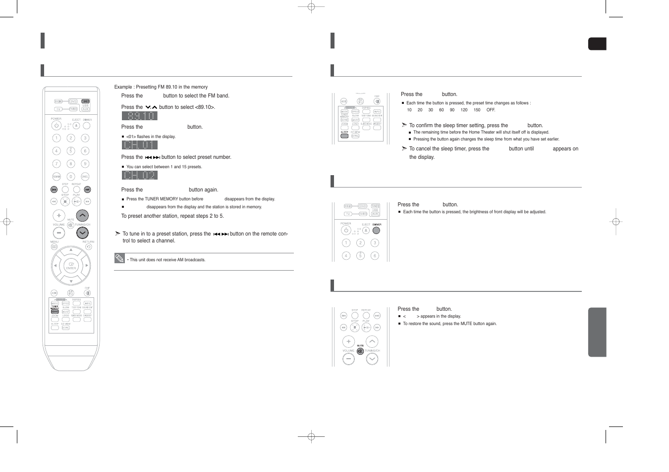 Convenient functions, Listening to radio, Con’t) | Samsung HT-TX250  EN User Manual | Page 30 / 35