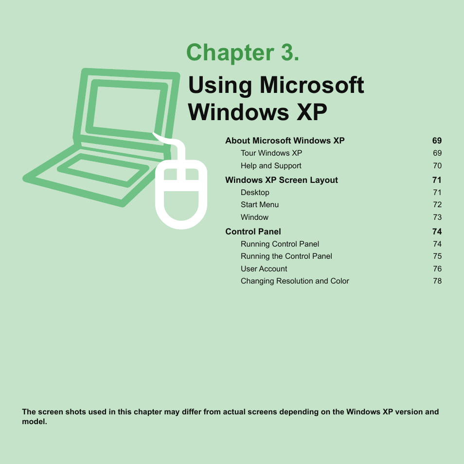 Chapter 3. using microsoft windows xp, Chapter 3, Using microsoft windows xp | Samsung P55 User Manual | Page 69 / 172