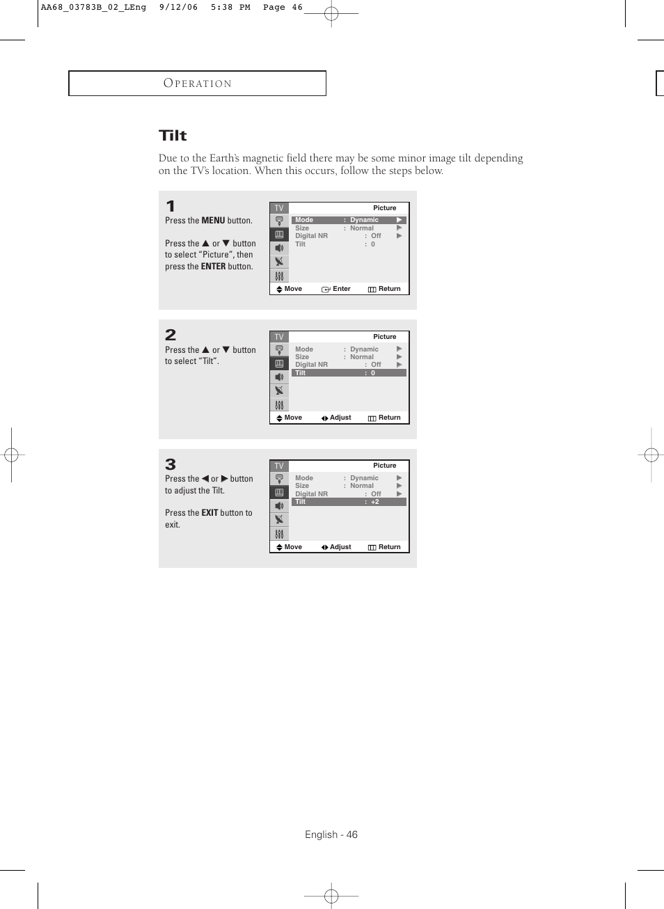Tilt | Samsung CL-29Z40MQ User Manual | Page 46 / 64