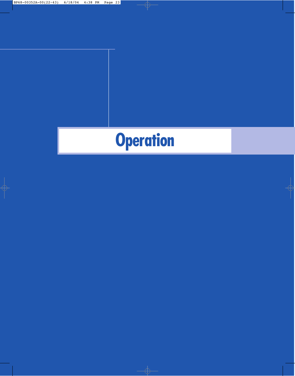 Operation | Samsung HL-P5085W User Manual | Page 23 / 91