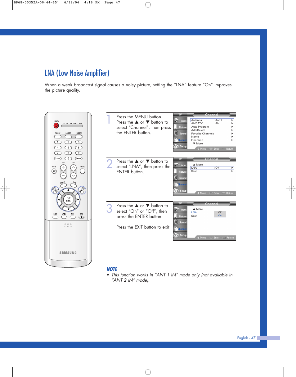 Lna (low noise amplifier) | Samsung HL-P5085W User Manual | Page 47 / 91
