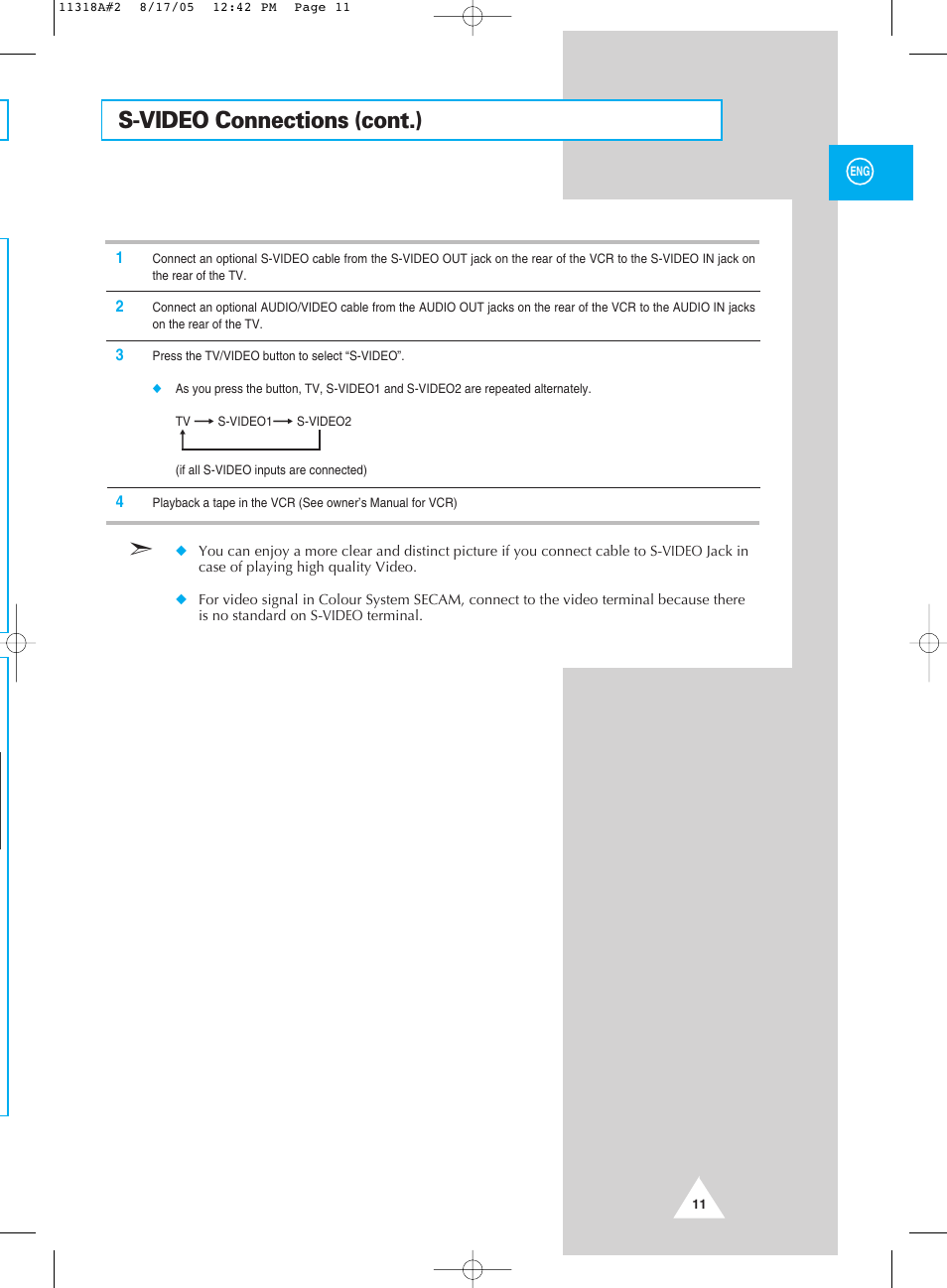 S-video connections (cont.) | Samsung 521 User Manual | Page 11 / 40
