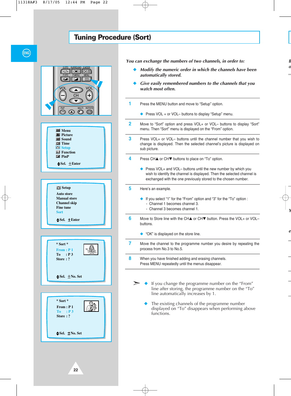 Tuning procedure (sort) | Samsung 521 User Manual | Page 22 / 40