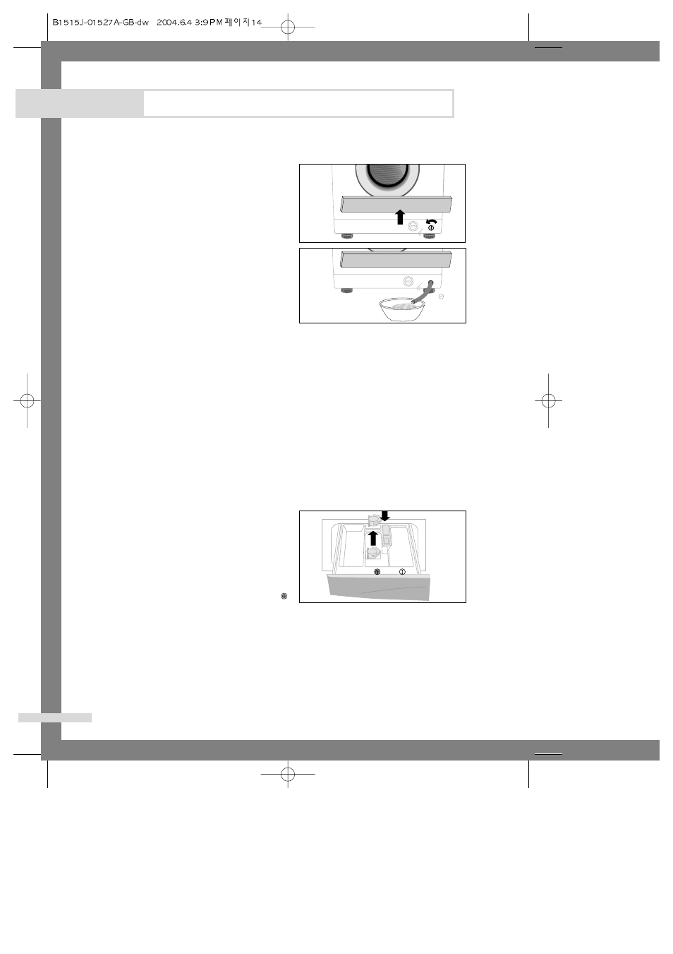 Maintaining the washing machine, Draining the washing machine in an emergency, Repairing a frozen washing machine | Cleaning the exterior, Cleaning the detergent drawer and recess | Samsung B1513J User Manual | Page 16 / 23