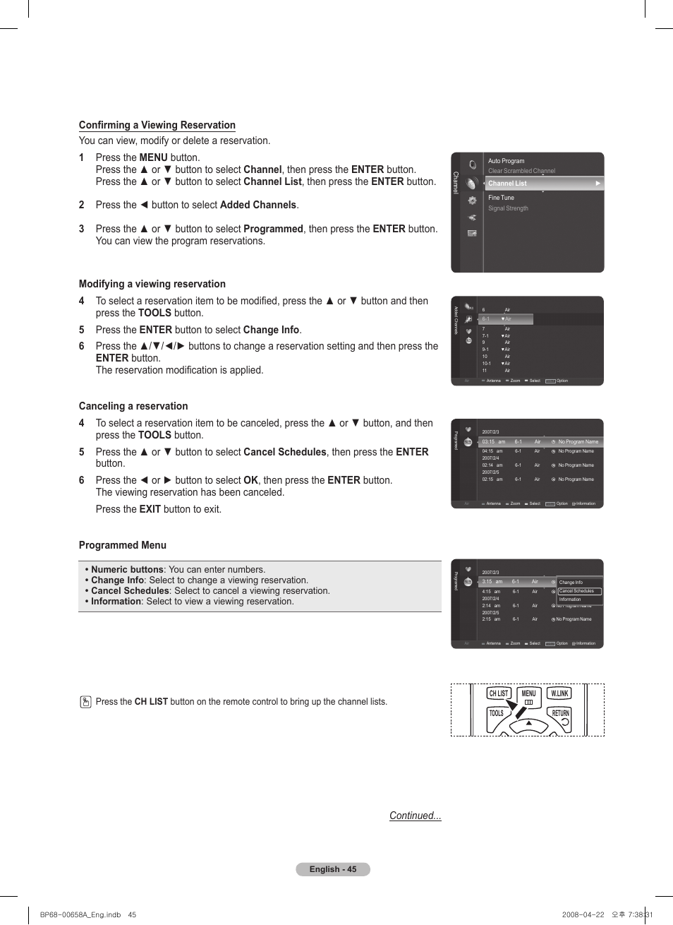 Continued | Samsung 750 Series User Manual | Page 45 / 195