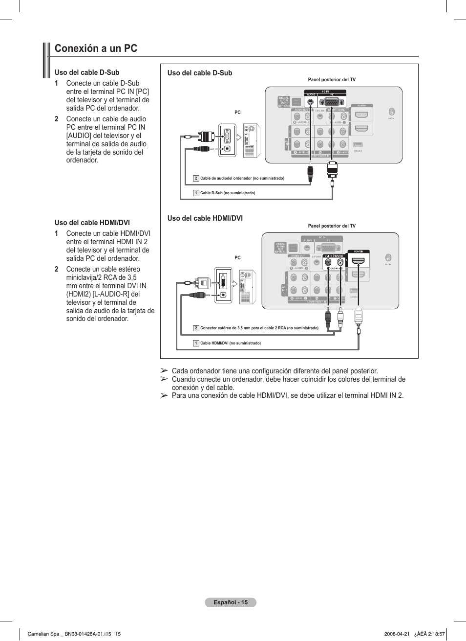 Conexión a un pc | Samsung 410 Series User Manual | Page 84 / 139