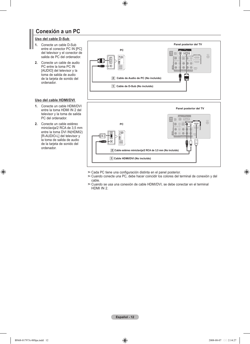 Conexión a un pc | Samsung BN68-01797A-00 User Manual | Page 138 / 187