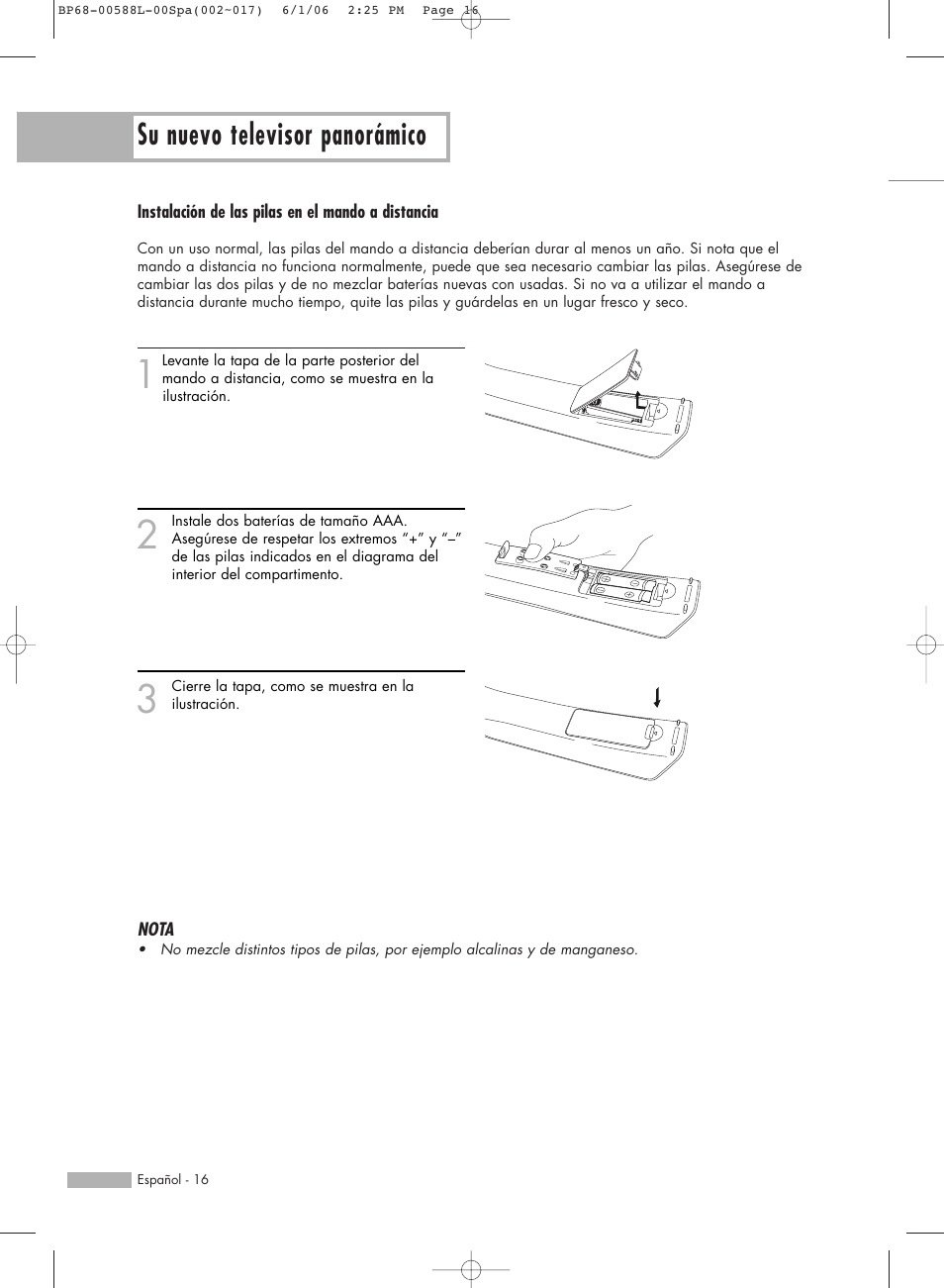 Su nuevo televisor panorámico | Samsung HL-S5088W User Manual | Page 16 / 164