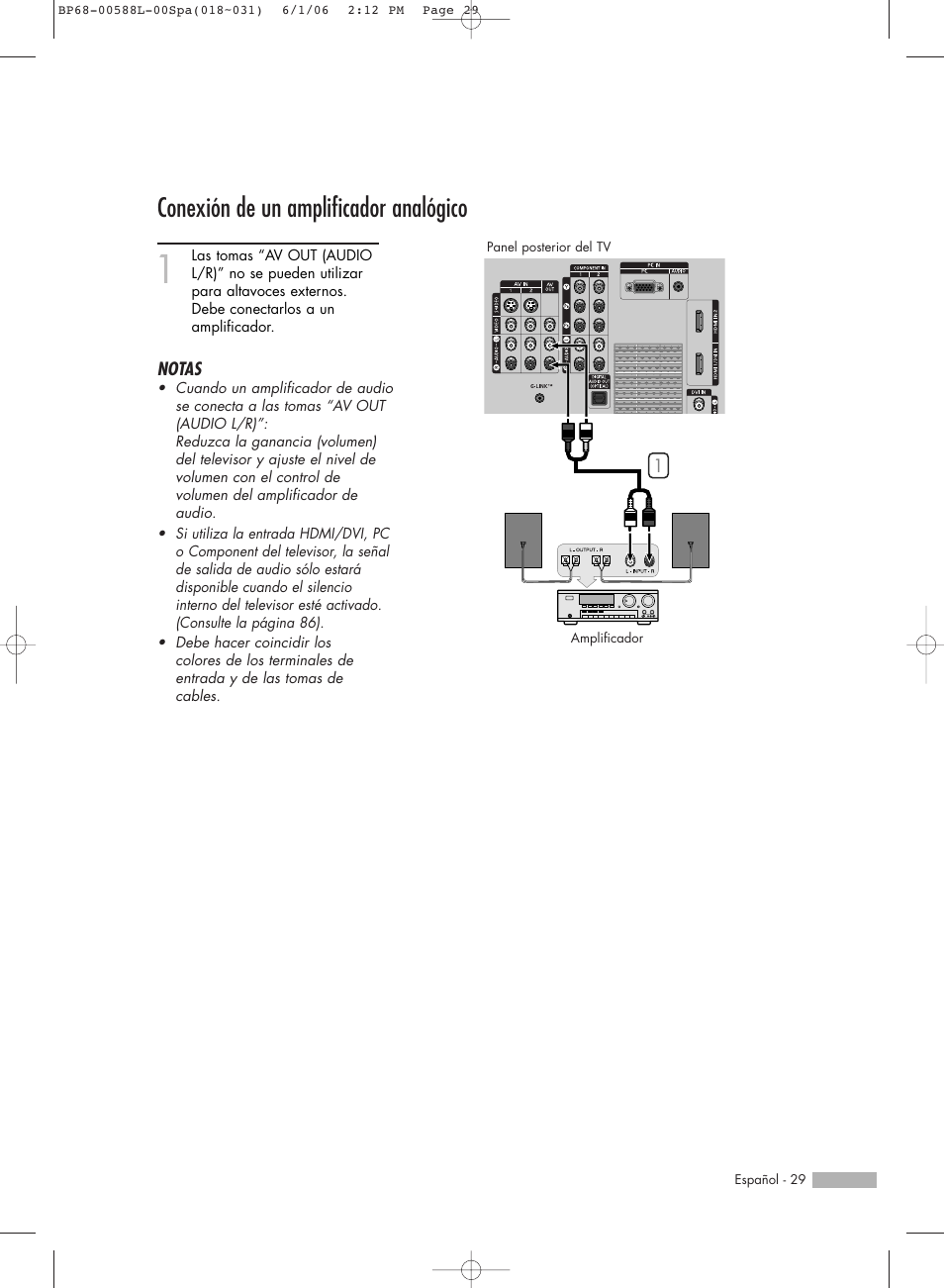 Conexión de un amplificador analógico | Samsung HL-S5088W User Manual | Page 29 / 164