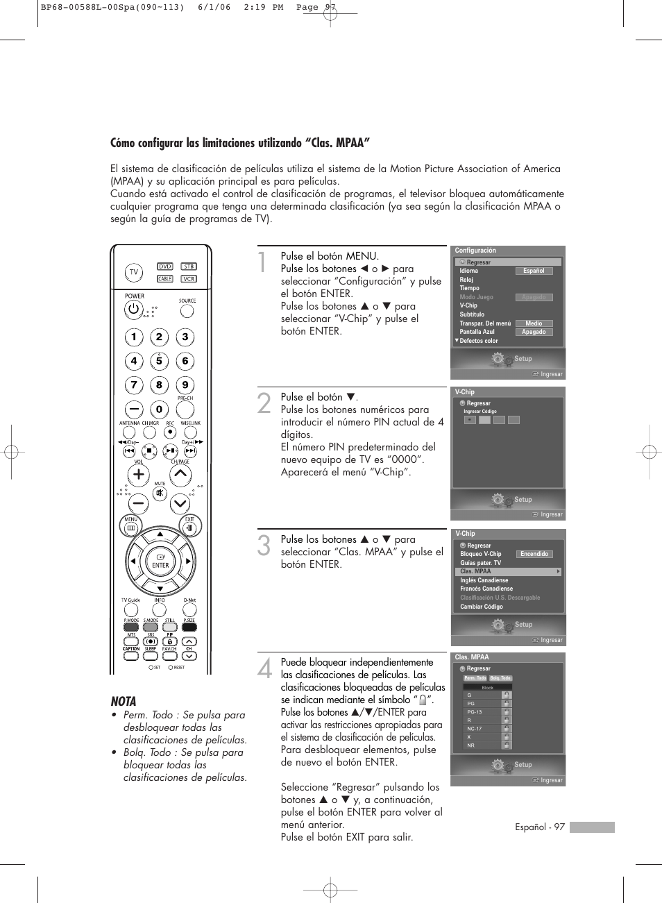 Nota | Samsung HL-S5088W User Manual | Page 97 / 164