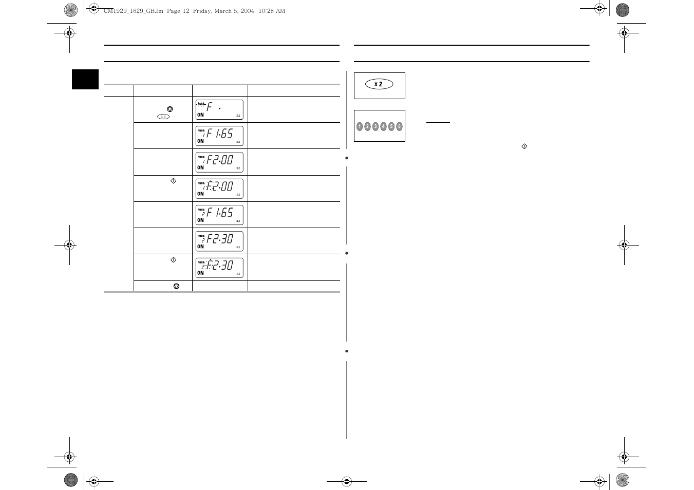 How to operate double quantity pad, Double quantity pad programming (continued) | Samsung CM1629 User Manual | Page 12 / 24