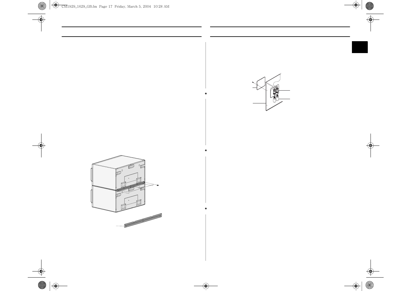 Installation instructions for stacking, Replacement of lamp | Samsung CM1629 User Manual | Page 17 / 24
