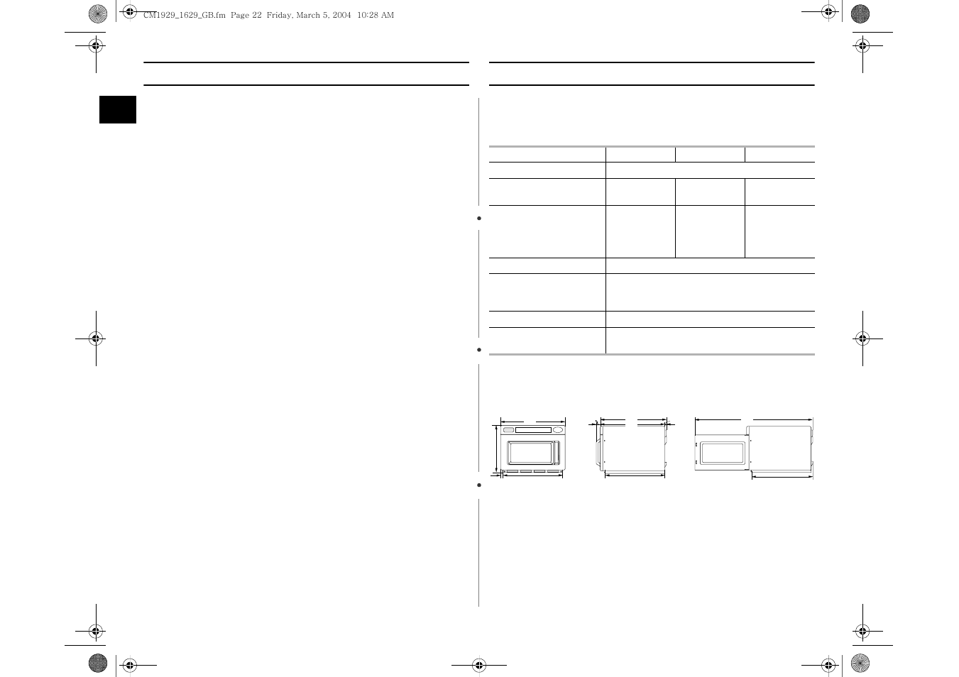 Storing and repairing your microwave oven, Technical specifications | Samsung CM1629 User Manual | Page 22 / 24