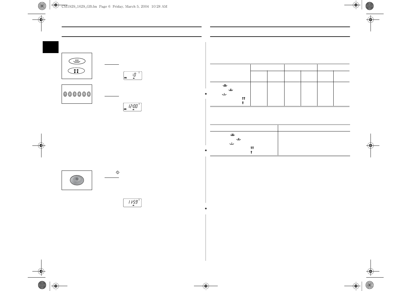 Power levels and time variations, Cooking / reheating (continued) | Samsung CM1629 User Manual | Page 6 / 24