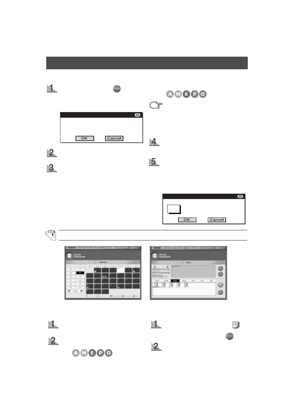 User interface, Home datebook(2) | Samsung HomePAD HP2777AT User Manual | Page 38 / 61