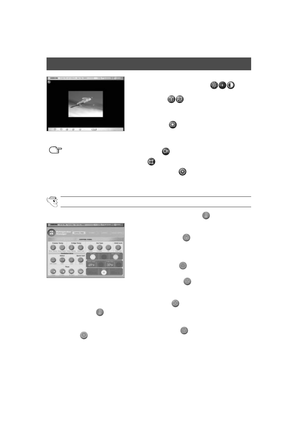 User interface, Refrigerator manager, Control panel | Samsung HomePAD HP2777AT User Manual | Page 43 / 61