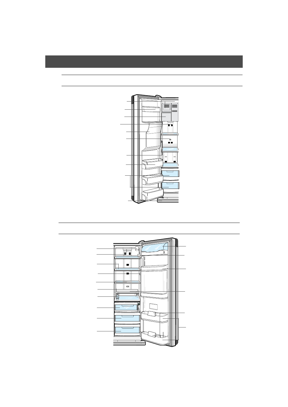 Shelves and bins, Freezer, Refrigerator | Samsung HomePAD HP2777AT User Manual | Page 9 / 61