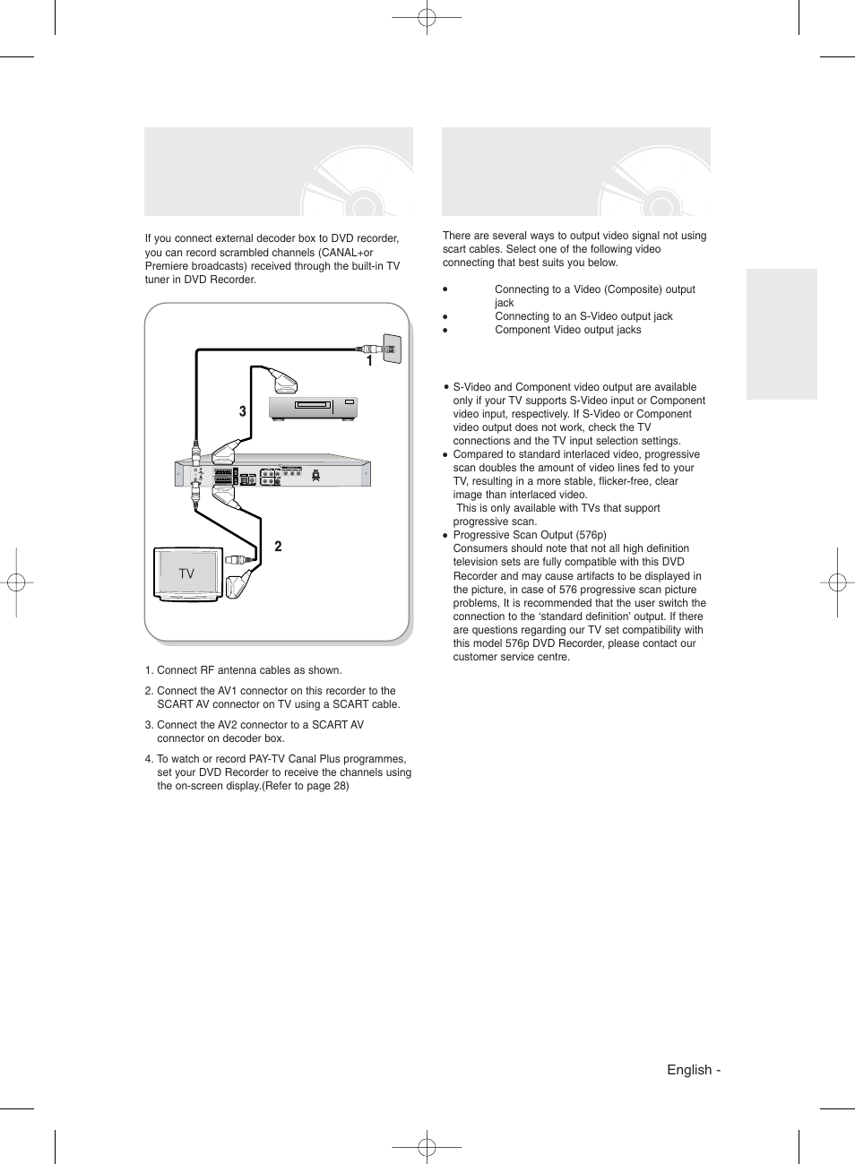 Other type of connecting the video output cable | Samsung DVD-R130 User Manual | Page 19 / 93