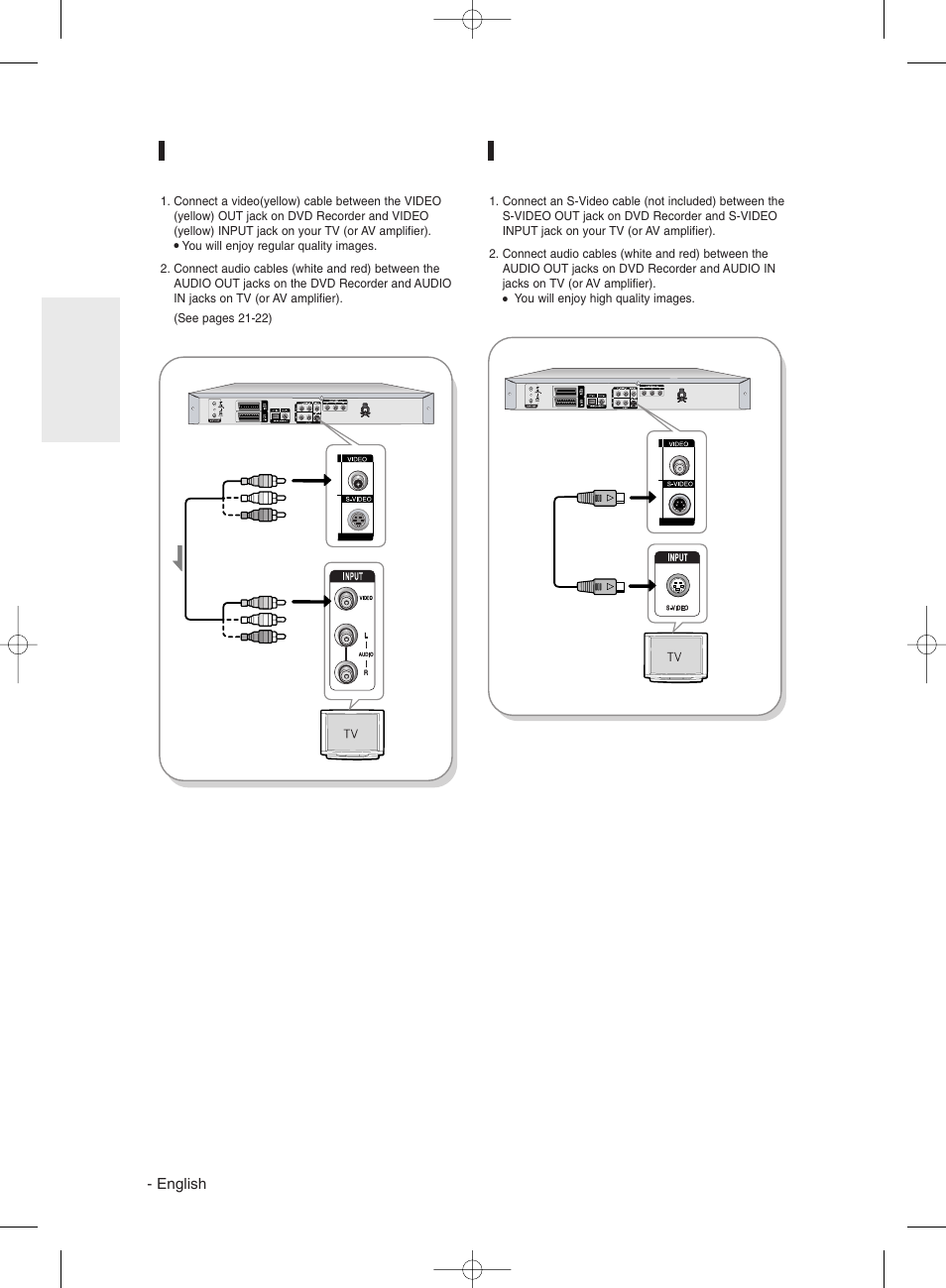 Case 2 : connecting to an s-video output jack | Samsung DVD-R130 User Manual | Page 20 / 93