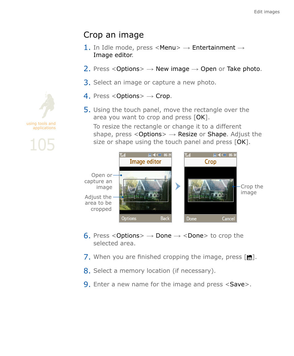 Crop an image | Samsung SOUL SGH-U900 User Manual | Page 106 / 152