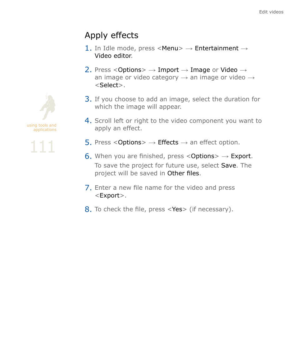 Apply effects | Samsung SOUL SGH-U900 User Manual | Page 112 / 152