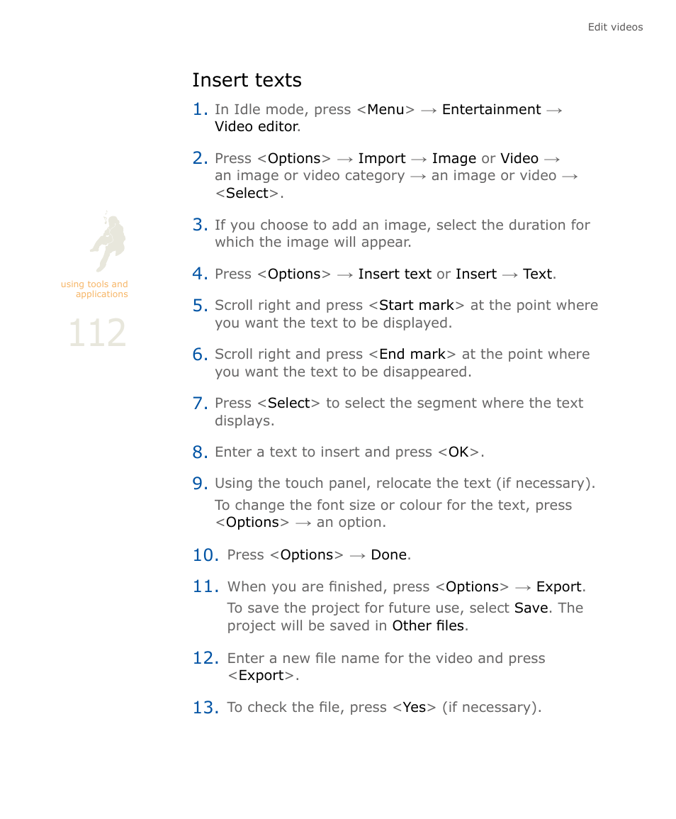 Insert texts | Samsung SOUL SGH-U900 User Manual | Page 113 / 152