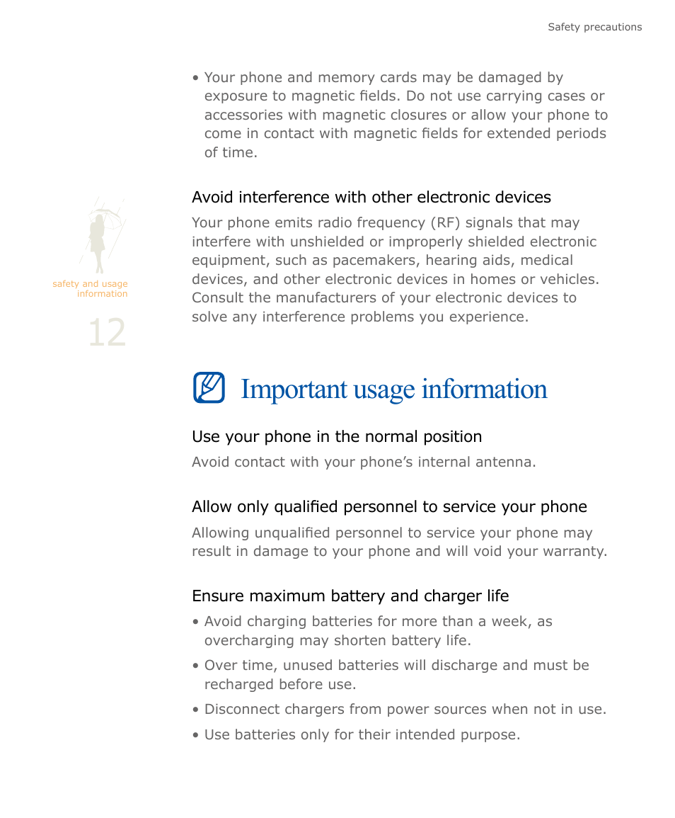 Important usage information | Samsung SOUL SGH-U900 User Manual | Page 13 / 152