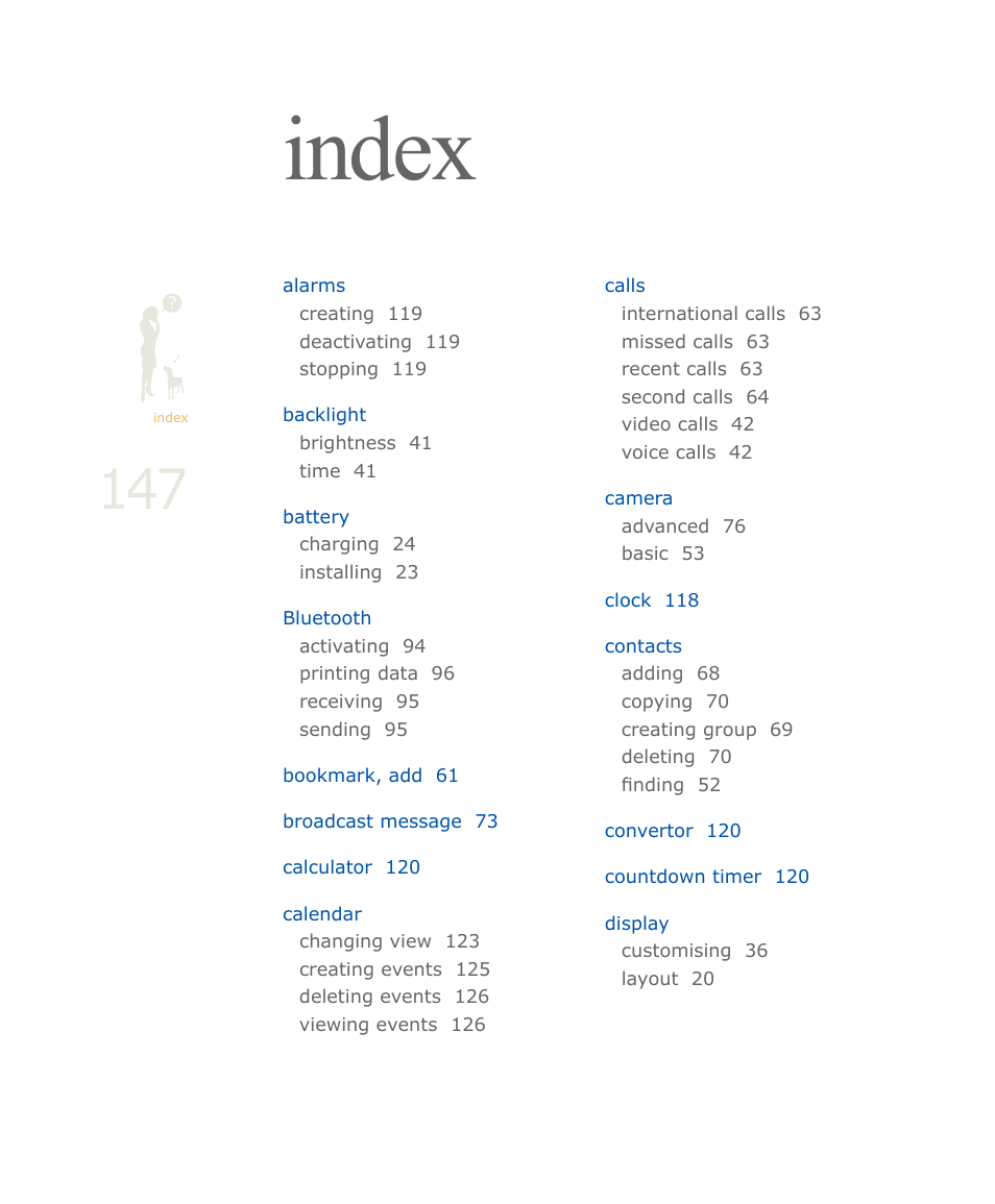 Index | Samsung SOUL SGH-U900 User Manual | Page 148 / 152