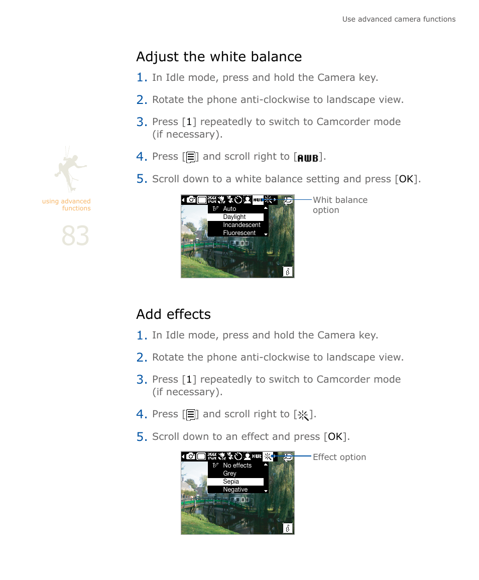 Adjust the white balance, Add effects, Adjust the white balance add effects | Samsung SOUL SGH-U900 User Manual | Page 84 / 152