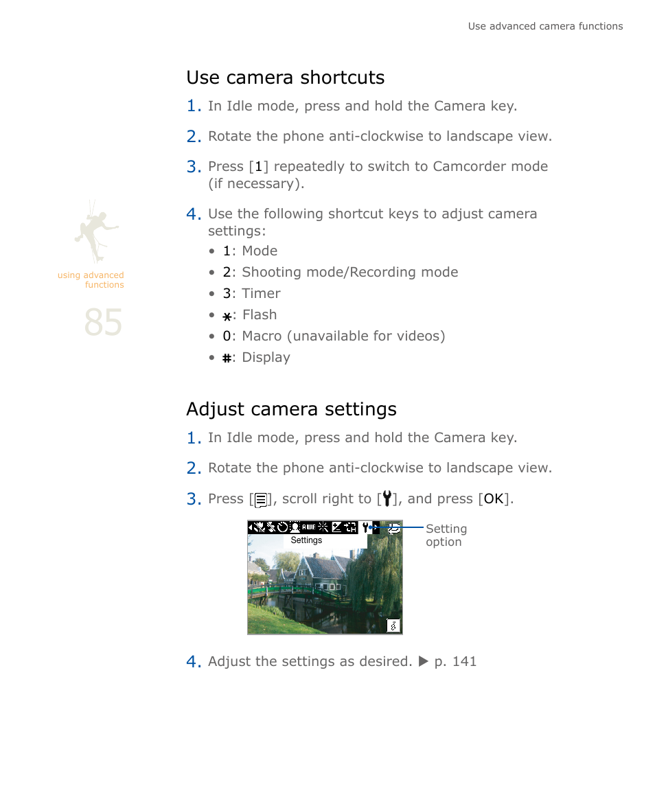 Use camera shortcuts, Adjust camera settings, Use camera shortcuts adjust camera settings | Samsung SOUL SGH-U900 User Manual | Page 86 / 152