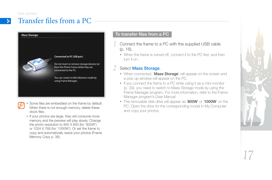 Transfer files from a pc | Samsung LP10WSLSB/ZA User Manual | Page 17 / 49